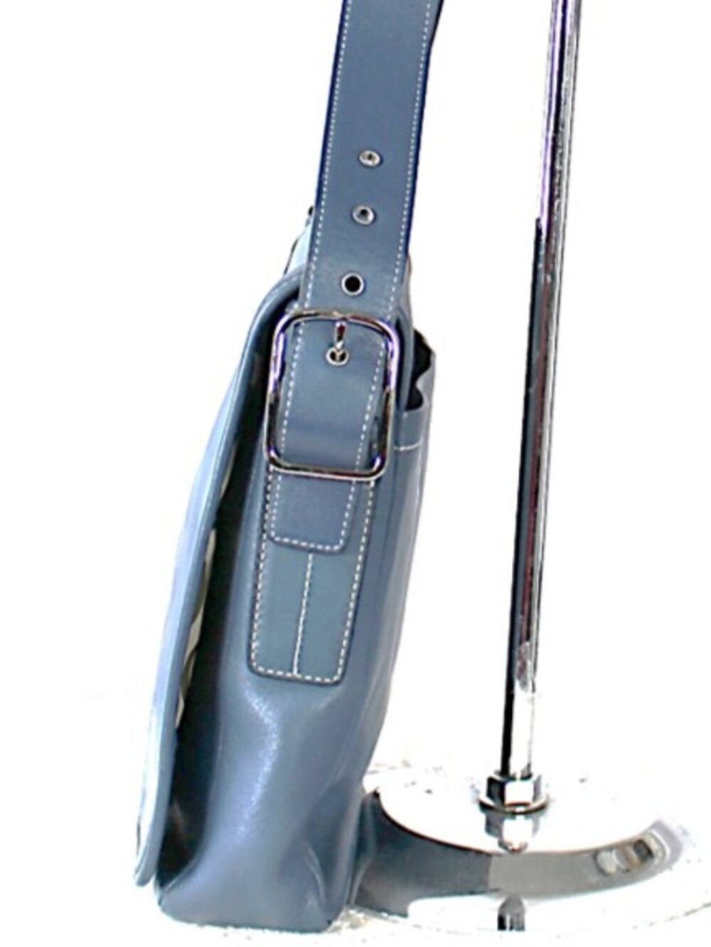 Coach Blue Leather Crossbody Bag Flap Messenger Adjustable Strap Classic - Picture 3 of 8